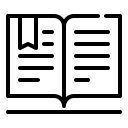 Icono de un libro abierto, representando la lectura y la educación, ideal para contenido relacionado con literatura, aprendizaje y recursos educativos.
